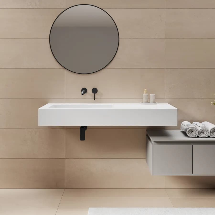 Lavabo 120X46 cm con vasca sx bianco opaco - Agua