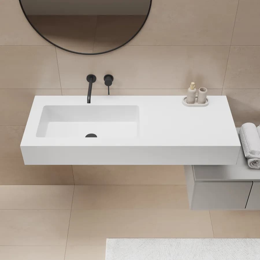 Lavabo 120X46 cm con vasca sx bianco opaco - Agua