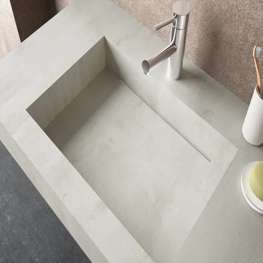 Lavabo sospeso rettangolare 100x46 cm in hpl grigio cemento alfa - Jalama