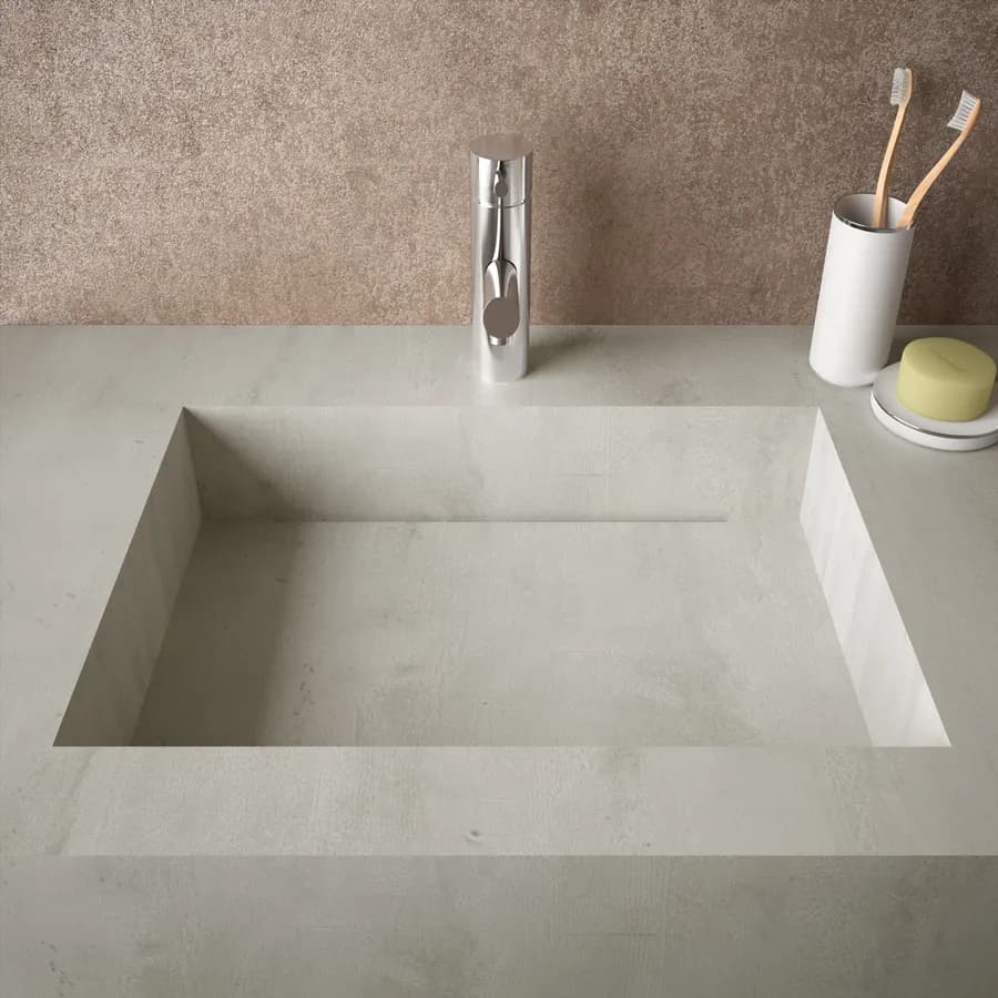 Lavabo sospeso rettangolare 100x46 cm in hpl grigio cemento alfa - Jalama