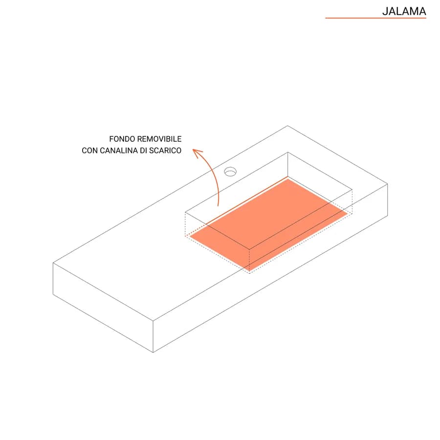 Lavabo sospeso rettangolare 100x46 cm in hpl grigio cemento alfa - Jalama