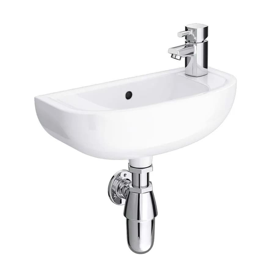 Lavamani sospeso ad angolo in ceramica bianca 45 cm salvaspazio - Miraj