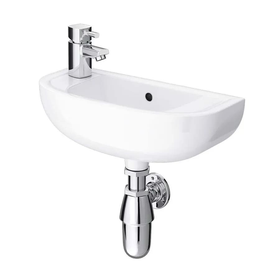Lavamani sospeso ad angolo in ceramica bianca 45 cm salvaspazio - Miraj
