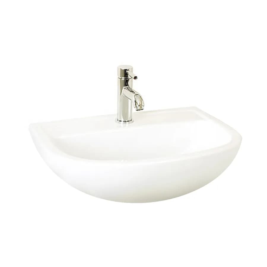 Lavamani sospeso in ceramica bianca 38 cm salvaspazio per piletta click clack - Miraj