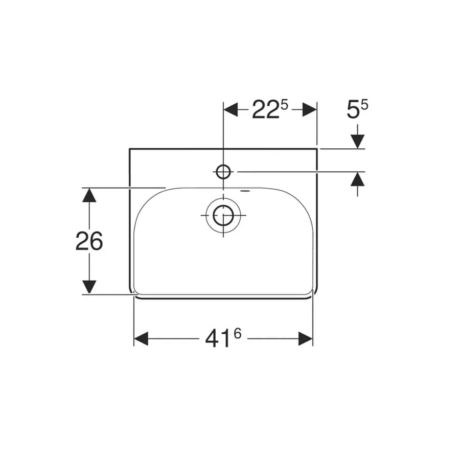 Lavamani sospeso o da appoggio 45 cm ceramica Serie Smyle Square - Geberit
