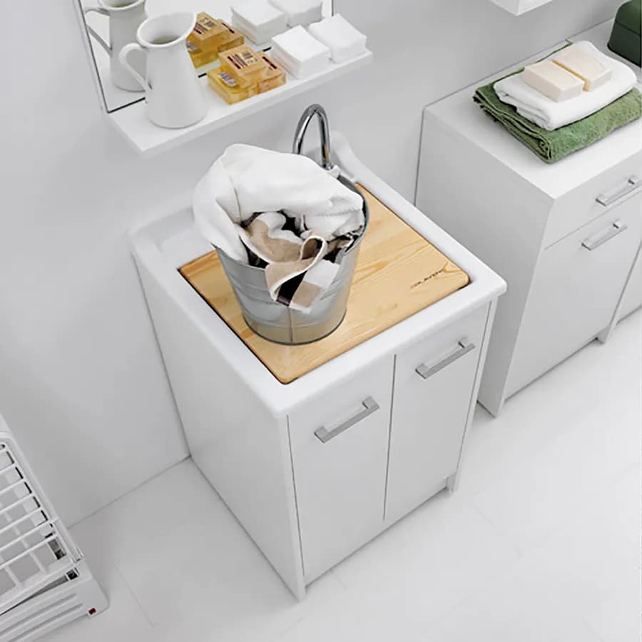 Lavapanni Domestica Colavene 50x45x86h cm con vasca e vano contenitore con due ante
