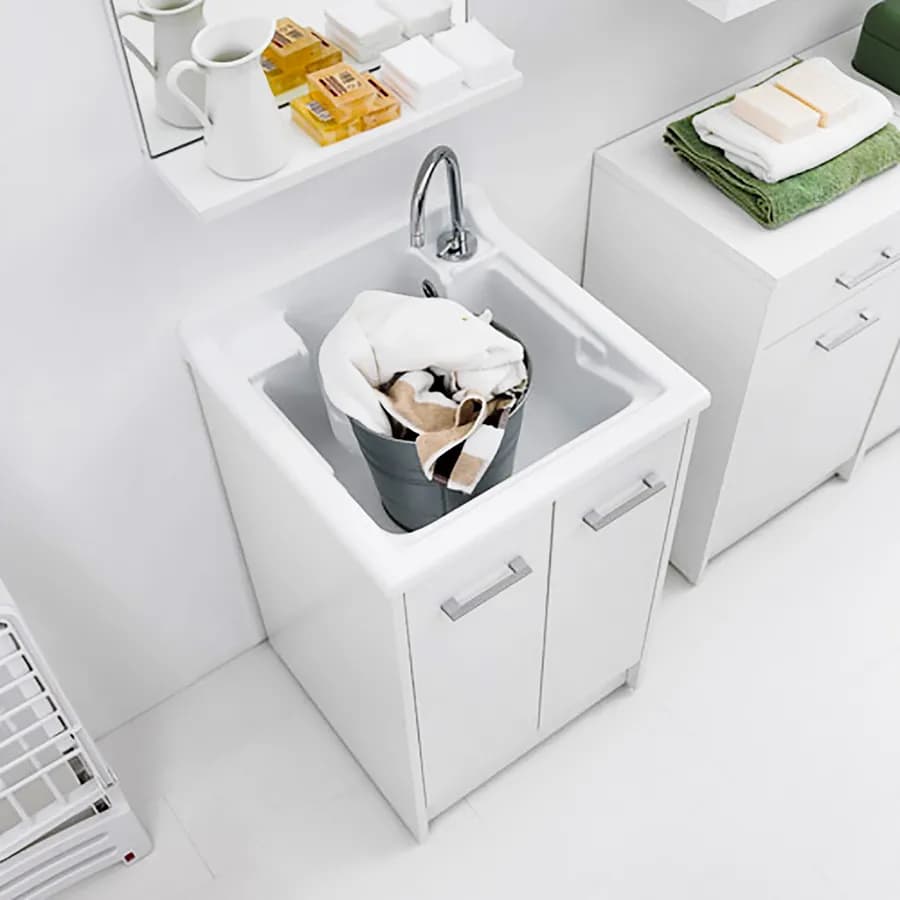 Lavapanni Domestica Colavene 50x50x86h cm con vasca e vano contenitore con 2 ante