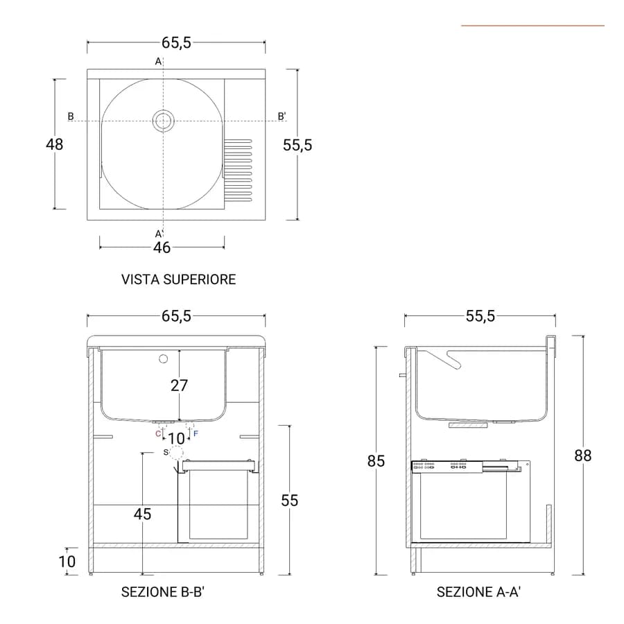 Lavatoio Colavene Active Wash Statico 65x55x89 Colavene bianco con cesto portabiancheria