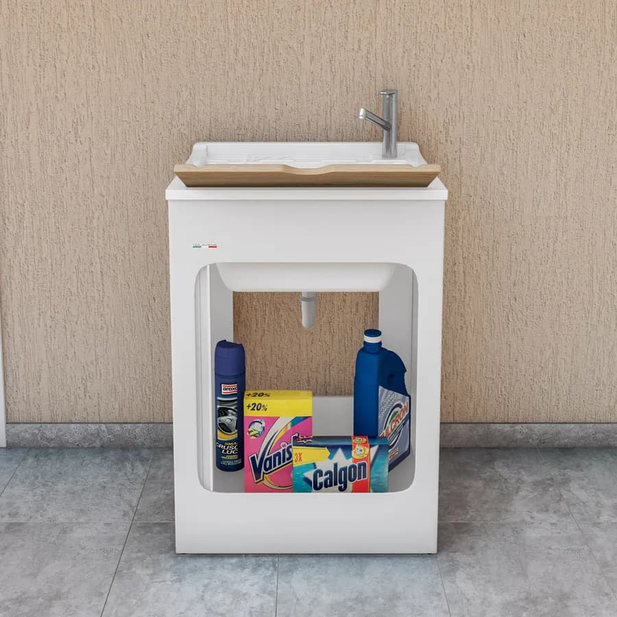 Lavatoio contenitore Lavacril di Colavene 60x50x87h cm con serranda laterale a scomparsa