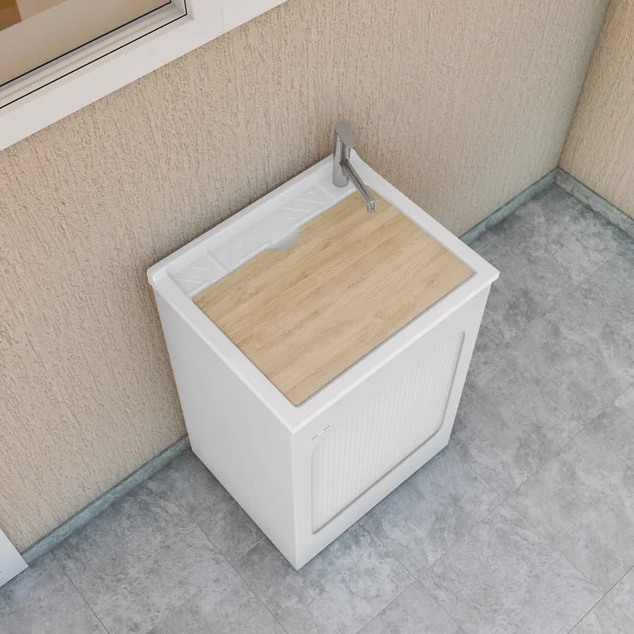 Lavatoio contenitore Lavacril di Colavene 60x50x87h cm con serranda laterale a scomparsa