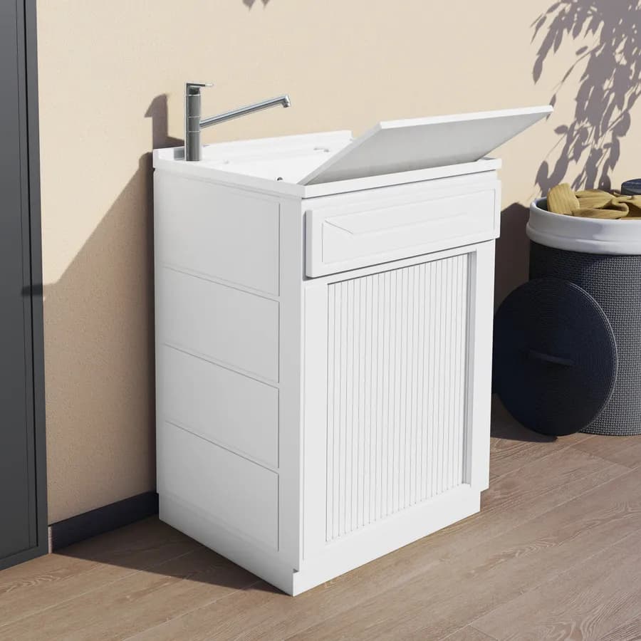 Lavatoio da esterno 60x50x87h cm con serranda vasca e asse lavapanni