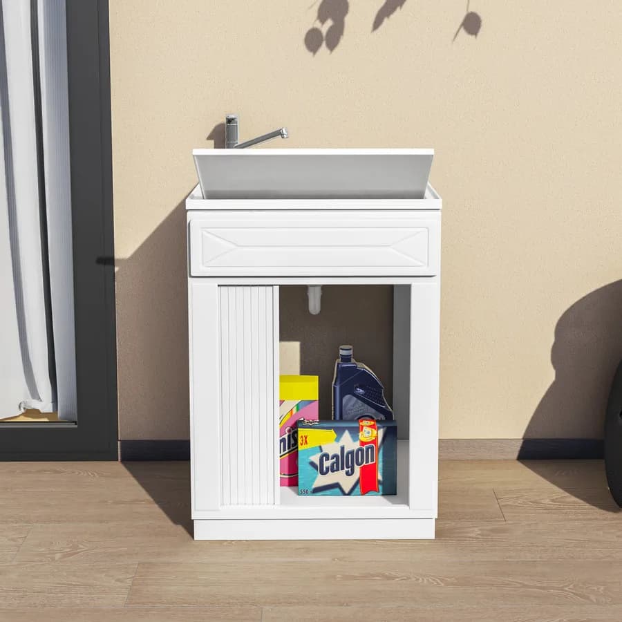 Lavatoio da esterno 60x50x87h cm con serranda vasca e asse lavapanni