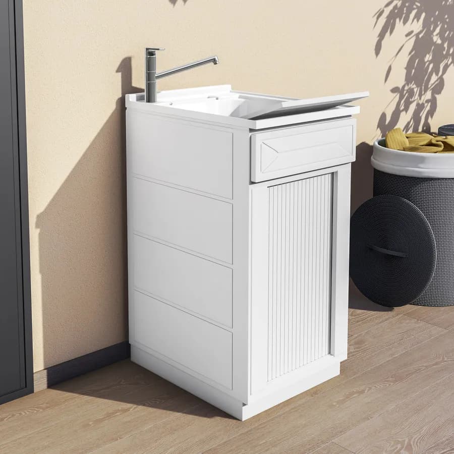 Mobile lavatoio per interno o esterno 45x60 serrandina + vasca e asse lavapanni