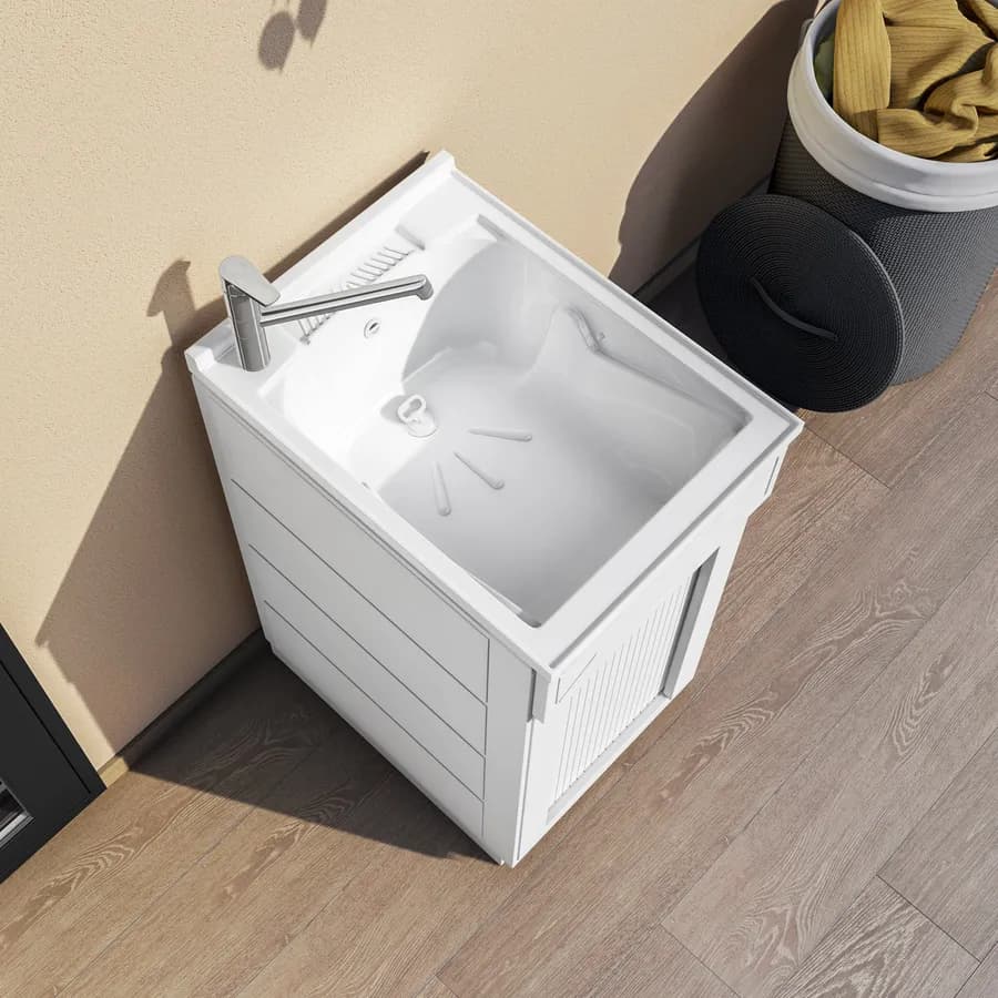 Mobile lavatoio per interno o esterno 45x60 serrandina + vasca e asse lavapanni