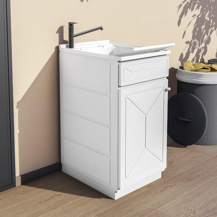 Mobile lavatoio per interno o esterno 45x60 anta + vasca e asse lavapanni