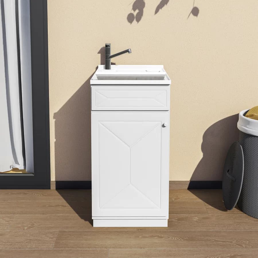 Mobile lavatoio per interno o esterno 45x60 anta + vasca e asse lavapanni