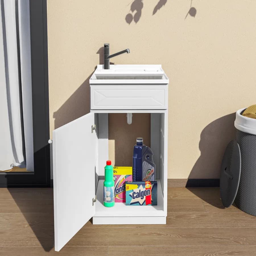 Mobile lavatoio per interno o esterno 45x60 anta + vasca e asse lavapanni