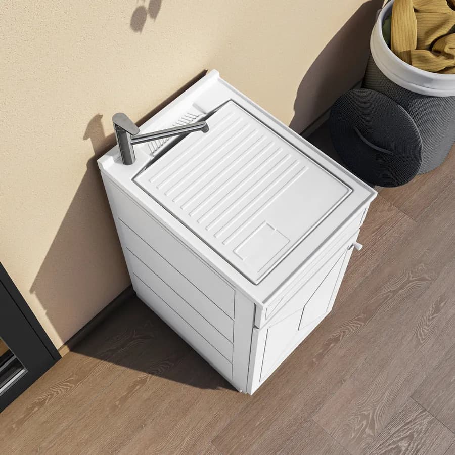Mobile lavatoio per interno o esterno 45x60 anta + vasca e asse lavapanni