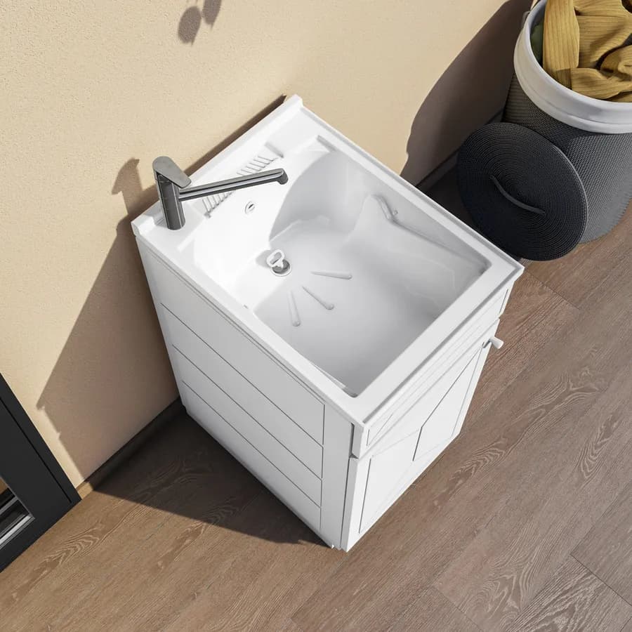 Mobile lavatoio per interno o esterno 45x60 anta + vasca e asse lavapanni