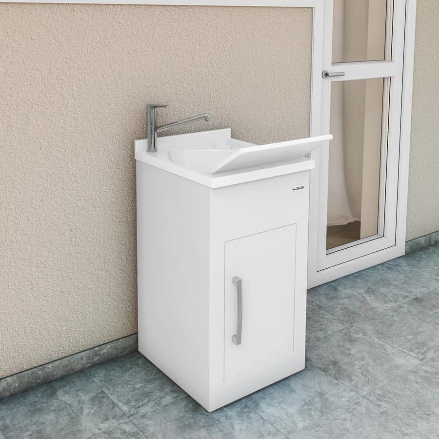 Lavatoio Montegrappa Still per esterno 45x50x85h cm bianco e vasca in termoplastico