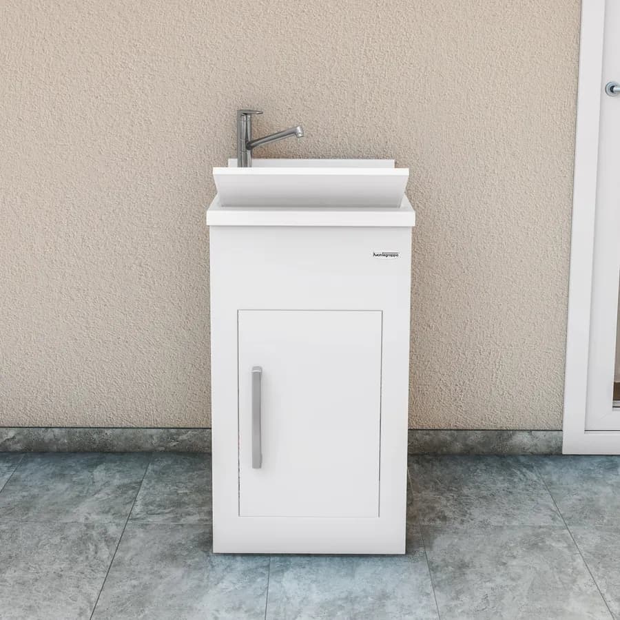 Lavatoio Montegrappa Still per esterno 45x50x85h cm bianco e vasca in termoplastico