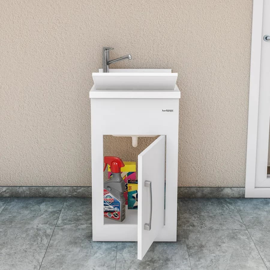 Lavatoio Montegrappa Still per esterno 45x50x85h cm bianco e vasca in termoplastico