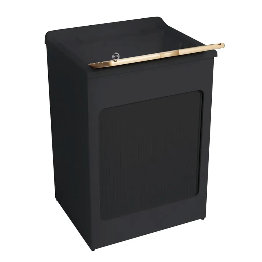 Lavatoio nero Lavacril di Colavene 60x50 cm con serrandina e tavola in legno inclusa