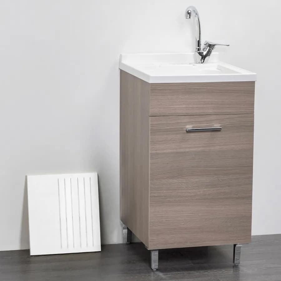 Lavatoio per interno 45x50 finitura rovere tabacco con asse lavapanni