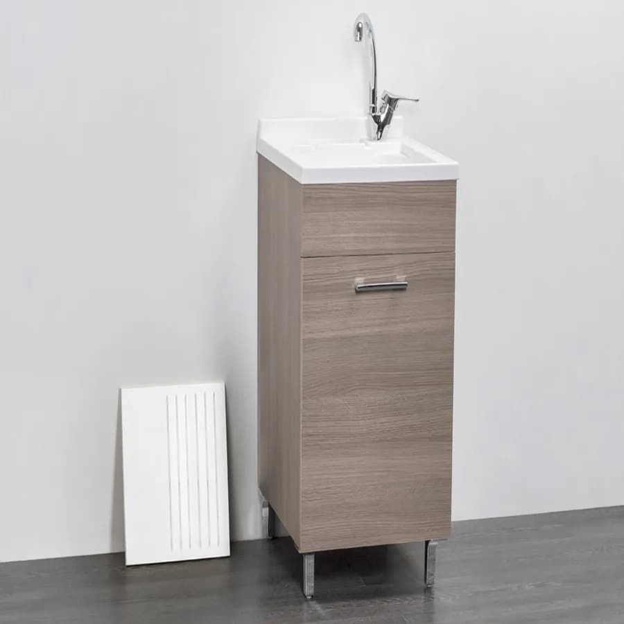 Lavatoio per interno 45x50 finitura rovere tabacco con asse lavapanni