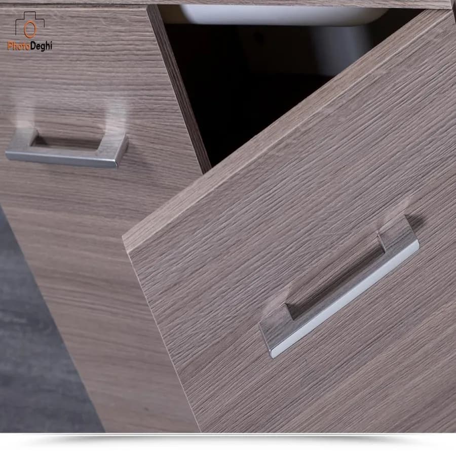 Lavatoio resina 2 ante 50x50cm in legno finitura rovere tabacco e asse lavapanni