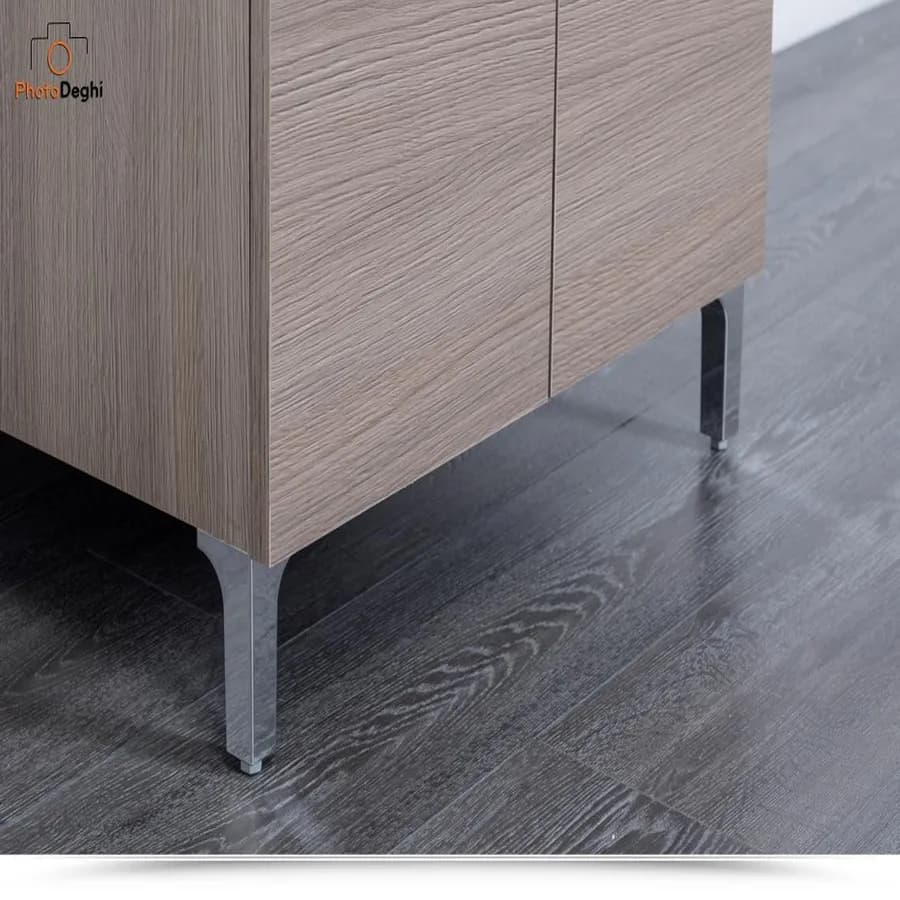 Lavatoio resina 2 ante 50x50cm in legno finitura rovere tabacco e asse lavapanni