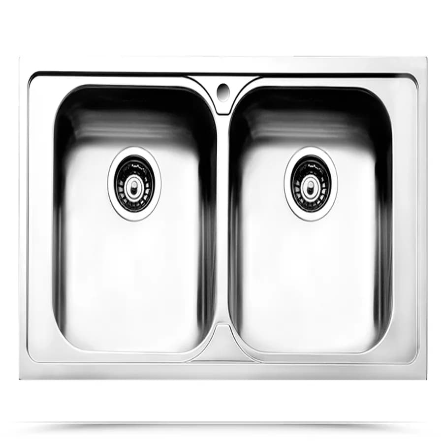 Lavello Apell Venezia in acciaio inox satinato con doppia vasca 86x50 cm