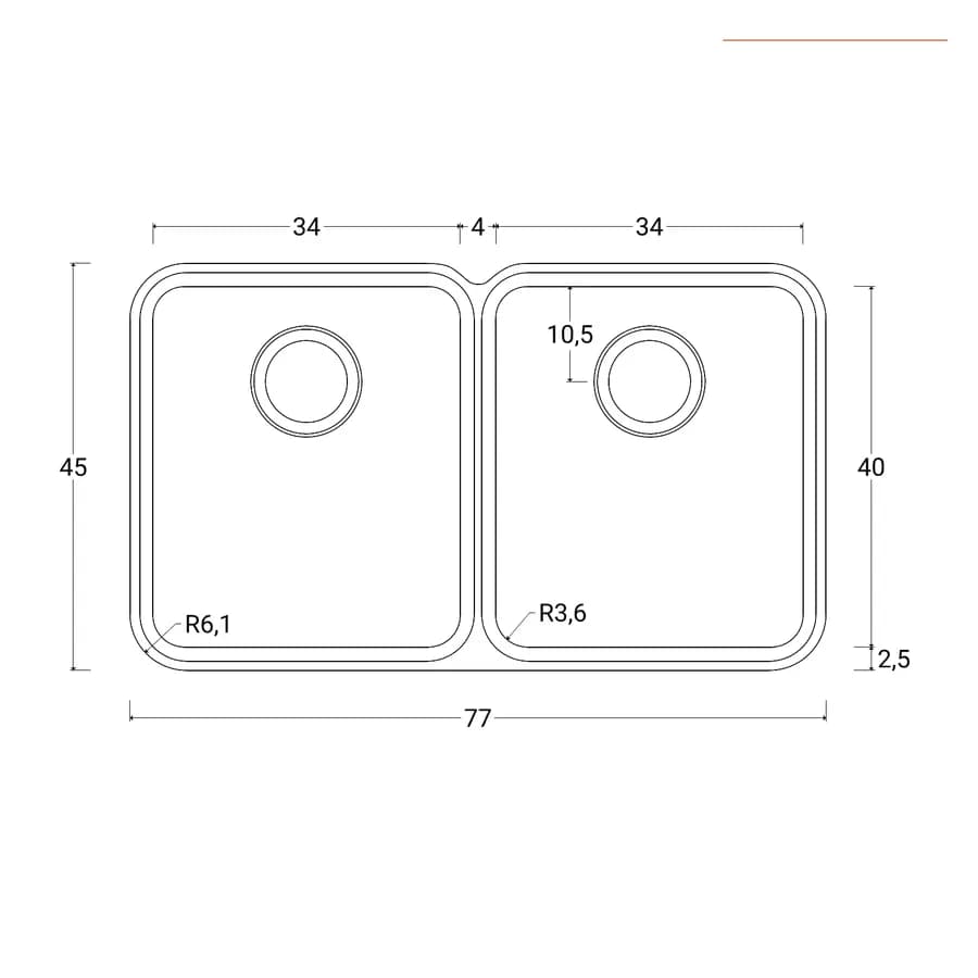 Lavello Franke Aton doppia vasca 77x45 cm in acciaio inox da sotto incasso