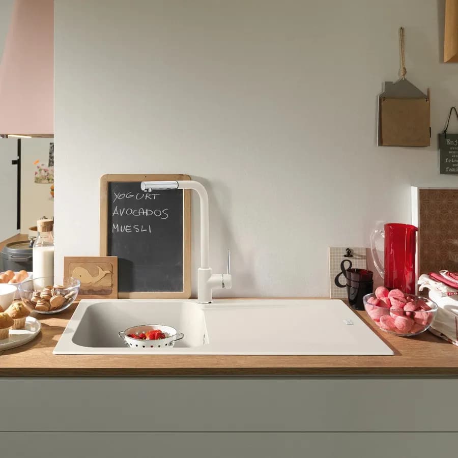 Lavello Franke Kite in tectonite beige con vasca singola e gocciolatoio