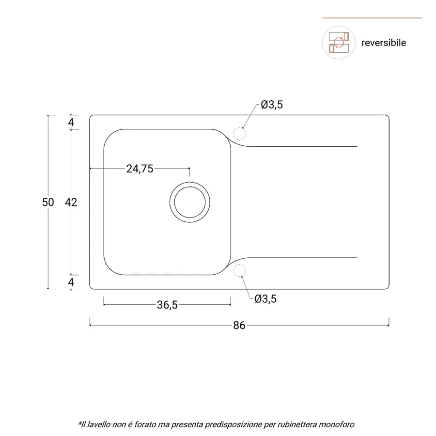 Lavello Franke Kite in tectonite grigio con vasca singola e gocciolatoio