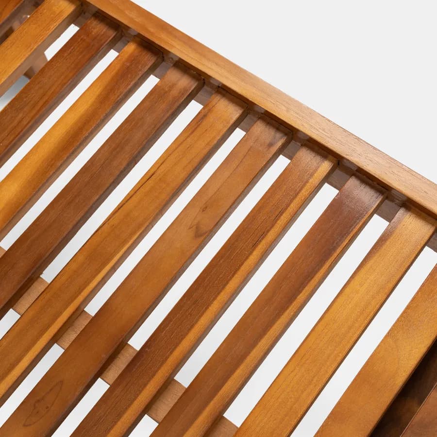 Lettino prendisole reclinabile in legno teak con vassoio scorrevole - Louis