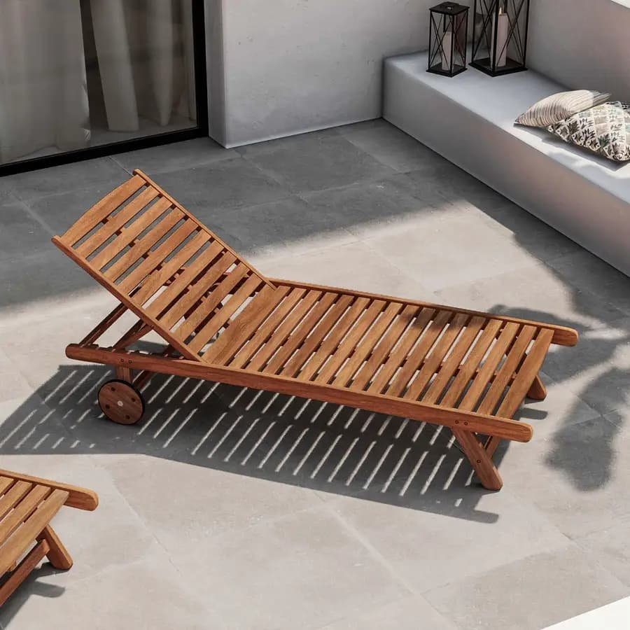 Lettino prendisole con schienale regolabile in legno di acacia - Paja