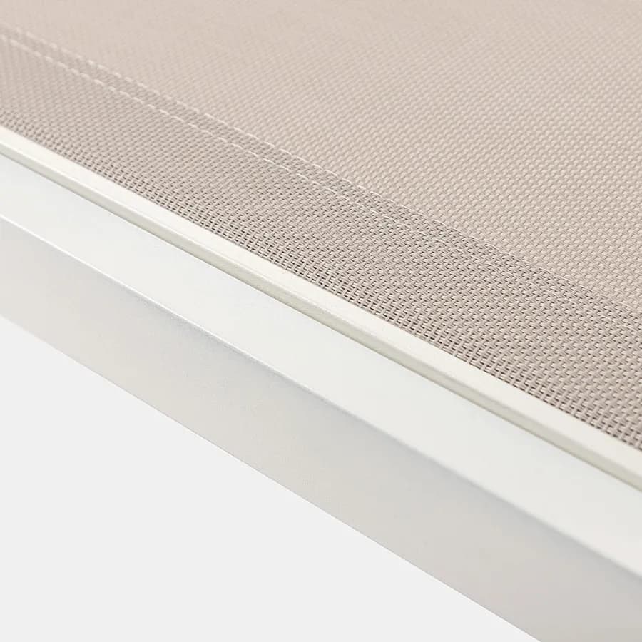 Lettino prendisole con schienale reclinabile in alluminio bianco e cuscino grigio chiaro - Elitian