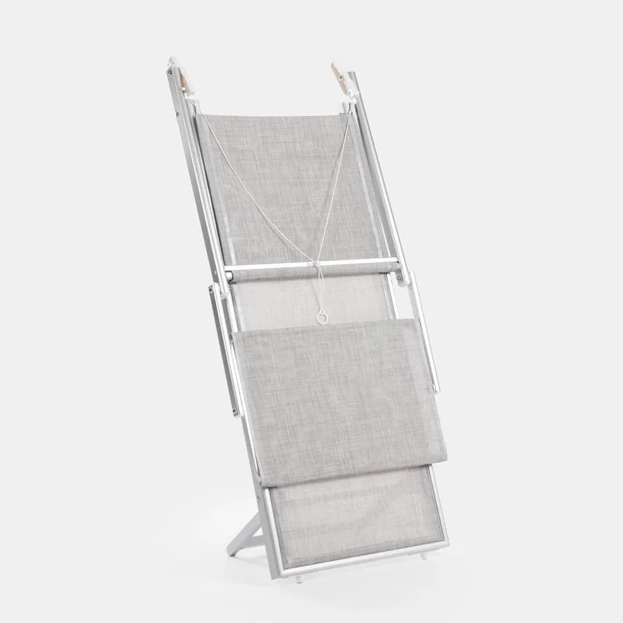 Lettino prendisole reclinabile in alluminio grigio chiaro con tettuccio - Aloha