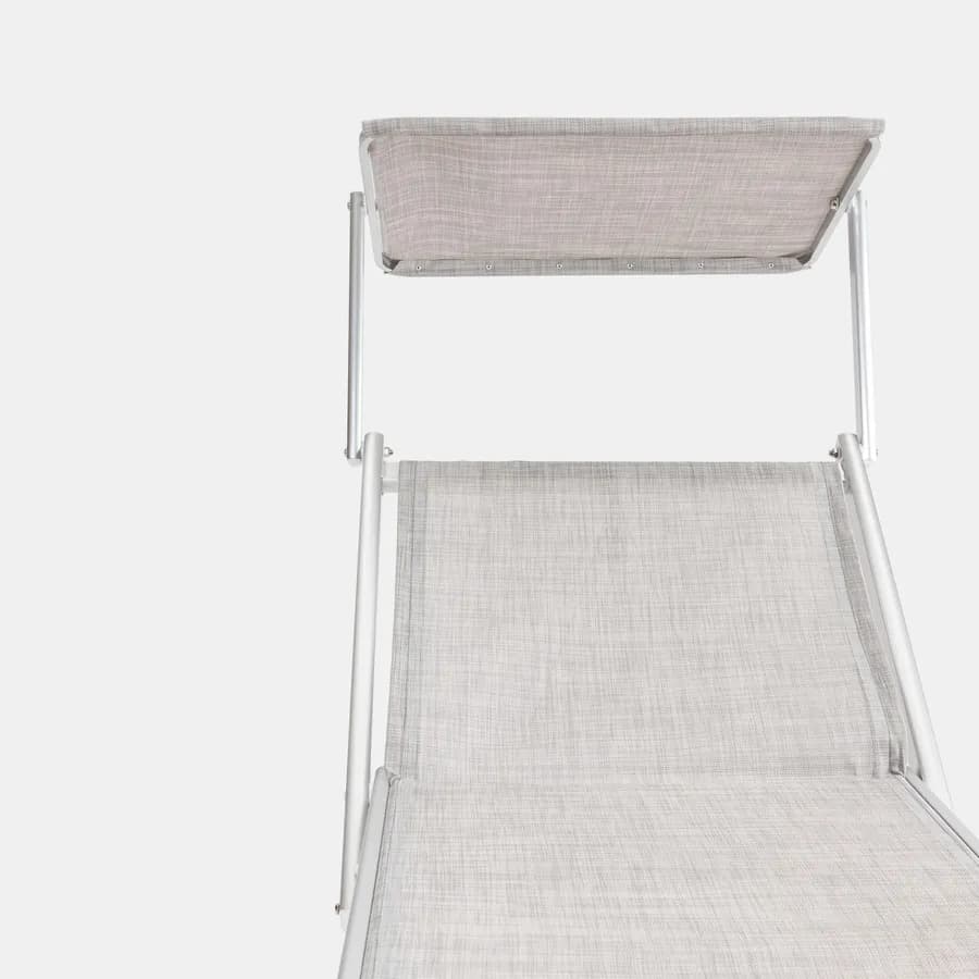 Lettino prendisole reclinabile in alluminio grigio chiaro con tettuccio - Aloha