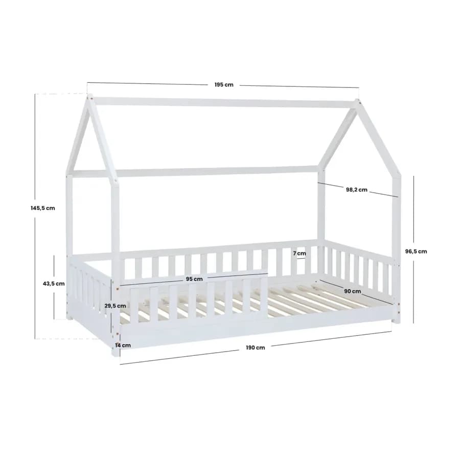 Letto a capanna per bambini 90x190 cm in legno bianco - Kids