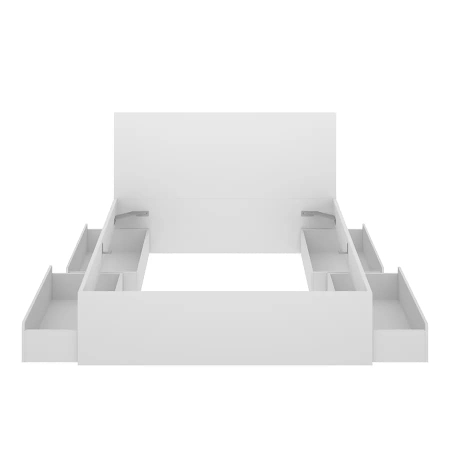 Letto matrimoniale 160x200 cm bianco con 4 cassetti e testata - Novak