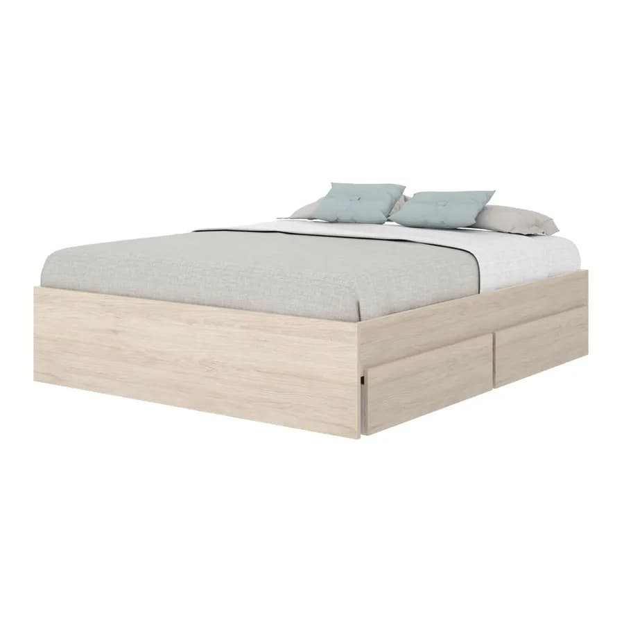 Letto matrimoniale 160x200 cm effetto rovere naturale con 4 cassetti - Novak