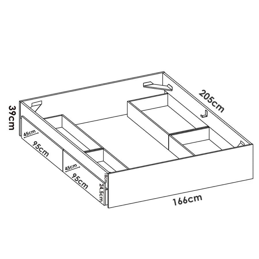 Letto matrimoniale 160x200 cm effetto rovere naturale con 4 cassetti - Novak