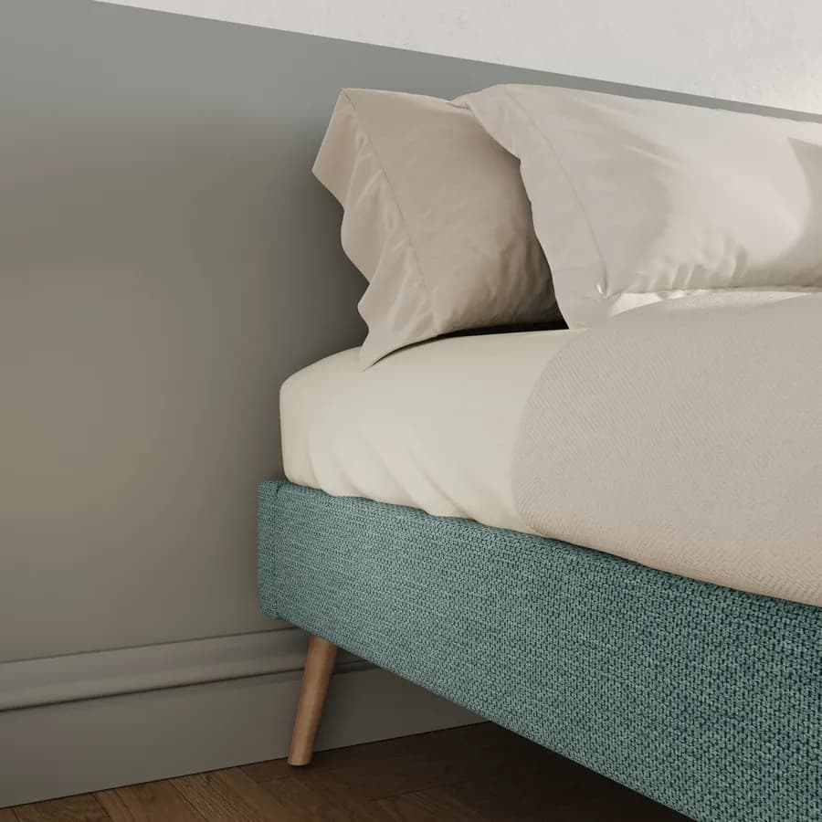 Letto matrimoniale sommier 160x200 cm in tessuto effetto maglia verde salvia - Anker