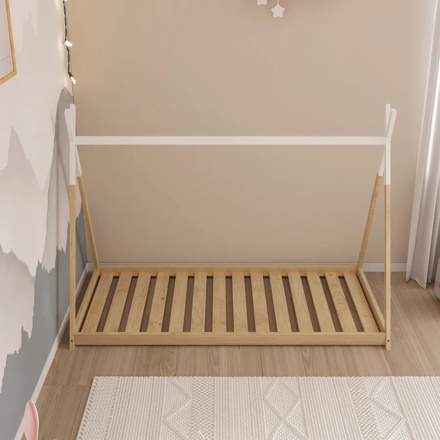 Letto per bambini 90x190 cm in legno bianco e naturale - Lollipop