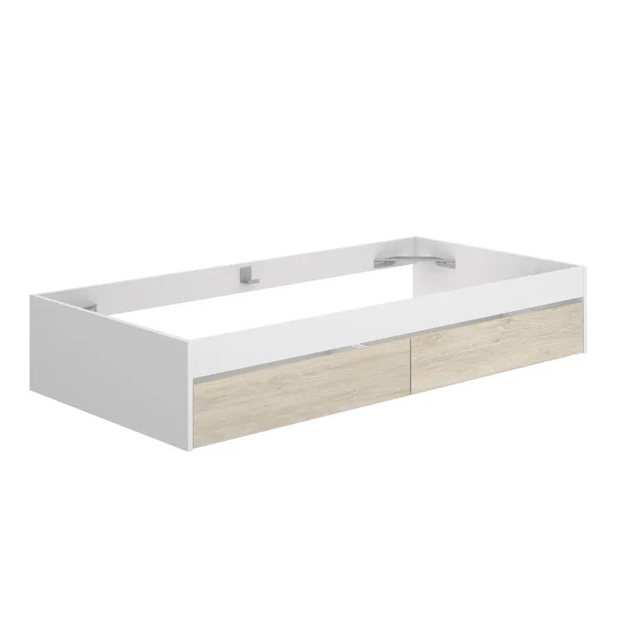 Letto singolo 90x190 cm bianco con 2 cassetti effetto rovere naturale - Novak