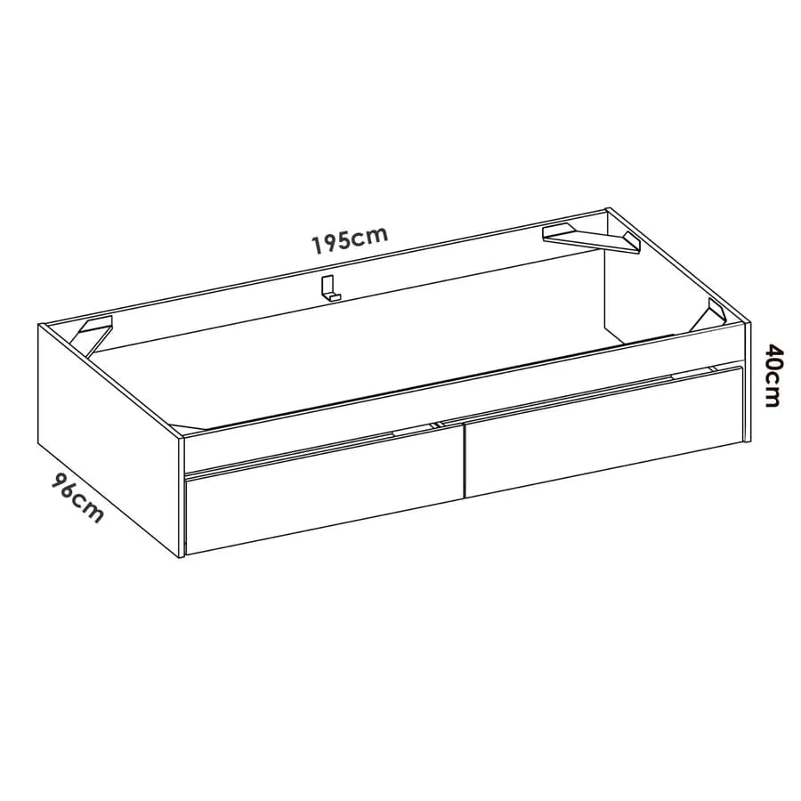 Letto singolo 90x190 cm bianco con 2 cassetti effetto rovere naturale - Novak