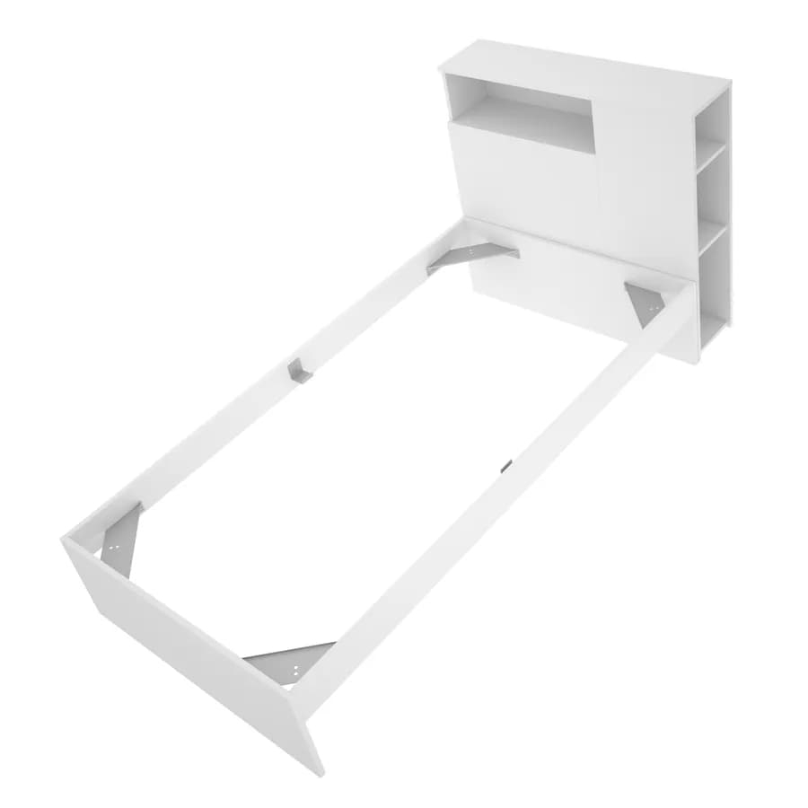 Letto singolo 90x190 cm bianco con testata reversibile e vani - Kygo