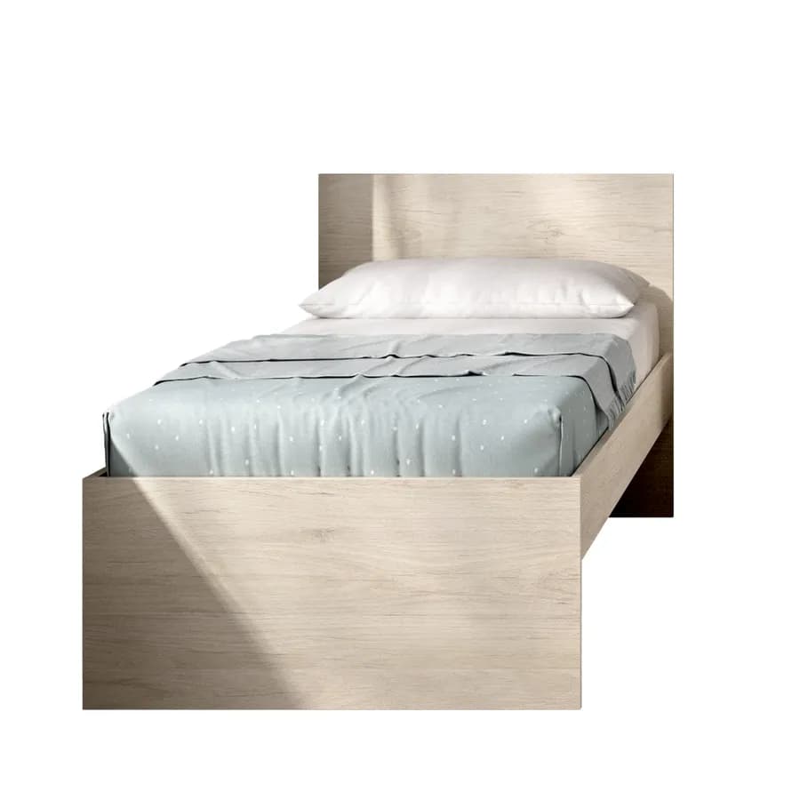 Letto singolo 90x190 cm effetto rovere naturale con testata - Thera